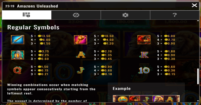 amazons unleashed paytable 2 paytable