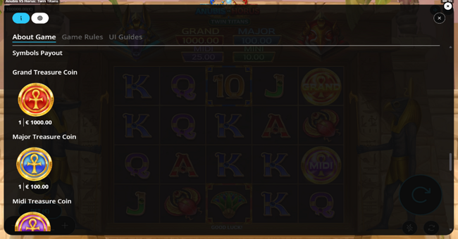 anubis vs horus twin titans paytable 1 paytable