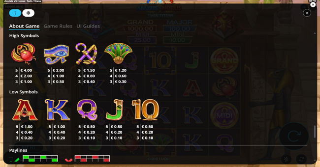 anubis vs horus twin titans paytable 3 paytable