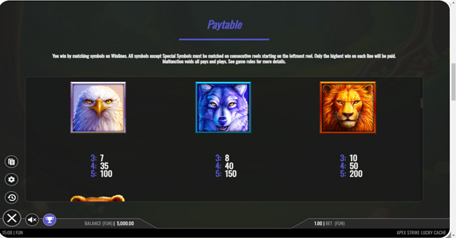 apex strike lucky cache paytable 2 paytable