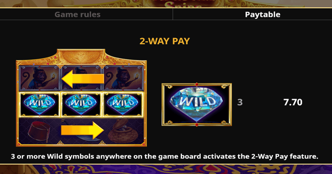 arabian spins 1 paytable