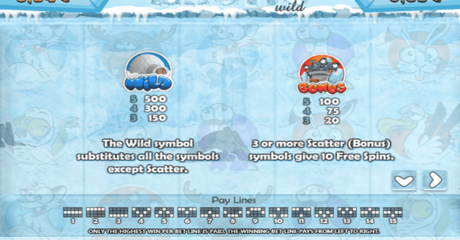 arctic wild paytable 1 paytable