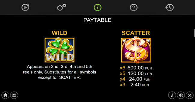 art of gold 6 reels paytable 1 paytable