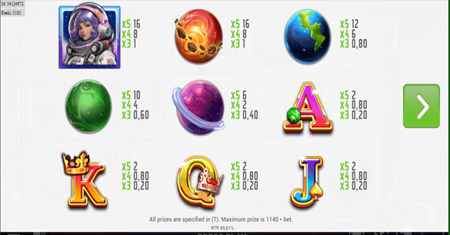 astral spin paytable paytable