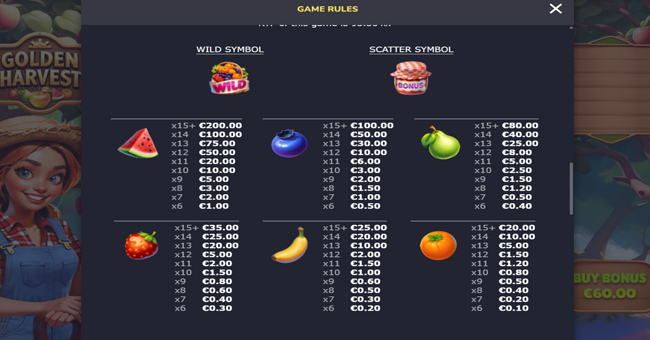 atomic slot lab golden harvest paytable paytable