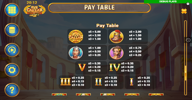 ave caesar dynamic ways smash pots paytable paytable