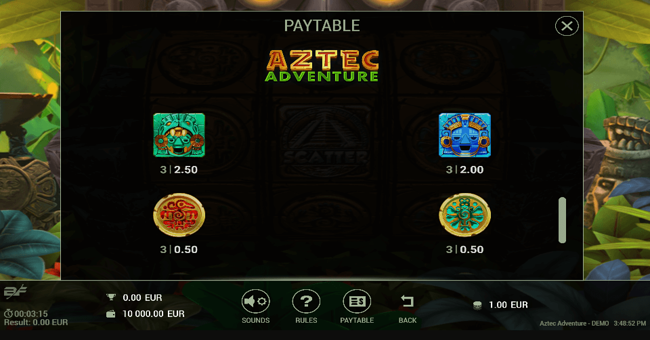 aztec adventure paytable2 paytable