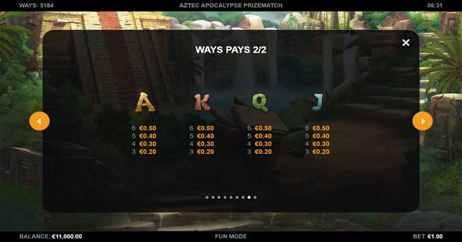 aztec apocalypse prizematch paytable 2 paytable