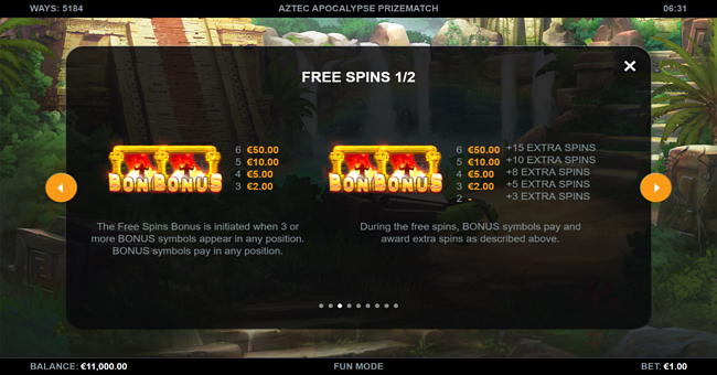 aztec apocalypse prizematch paytable 3 paytable