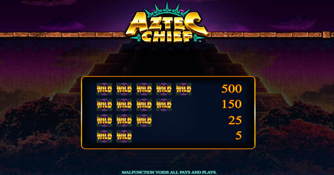 aztec chief paytable 3 paytable