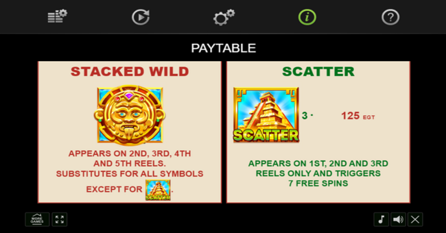 aztec dice paytable 1 paytable