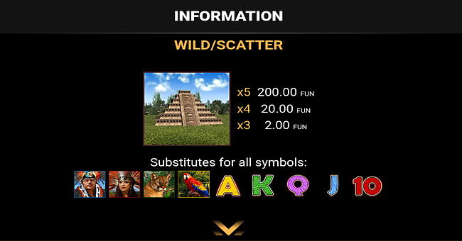 aztec glory buy bonus paytable 1 paytable