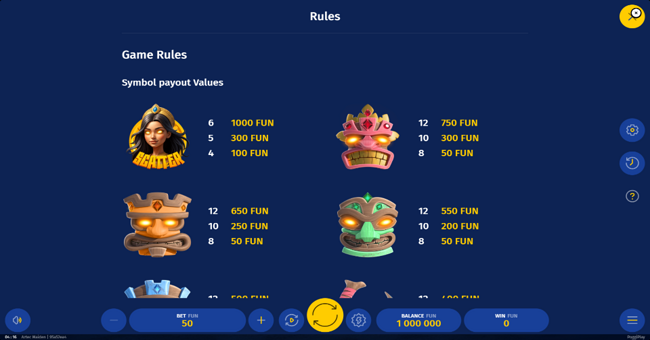 aztec maiden paytable 1 paytable