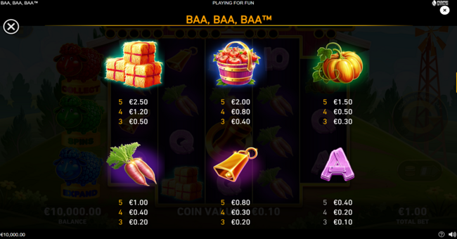 baa baa baa paytable 2 paytable