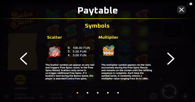 baba jam paytable 1 paytable