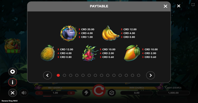 banana king max paytable 1 paytable