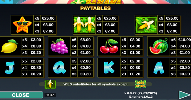 banana twist paytable paytable