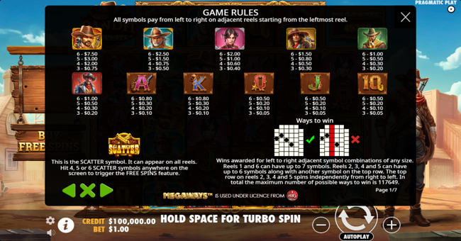 bandit megaways paytable paytable