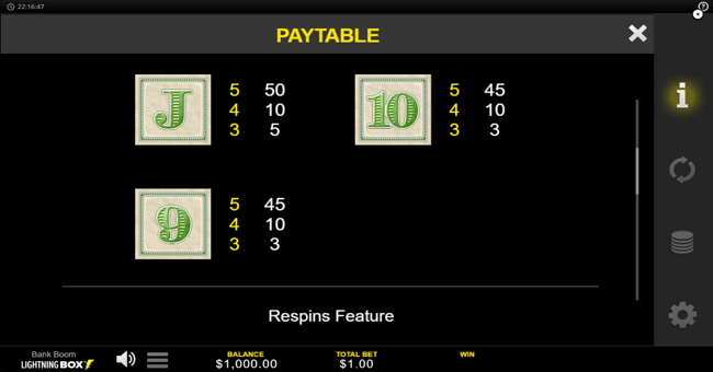 bank boom paytable 3 paytable