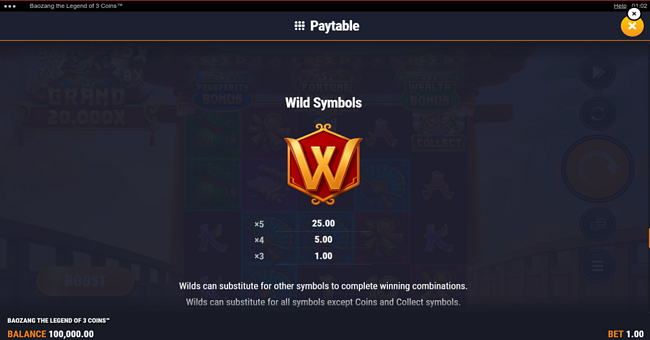 baozang the legend of 3 coins paytable 3 paytable
