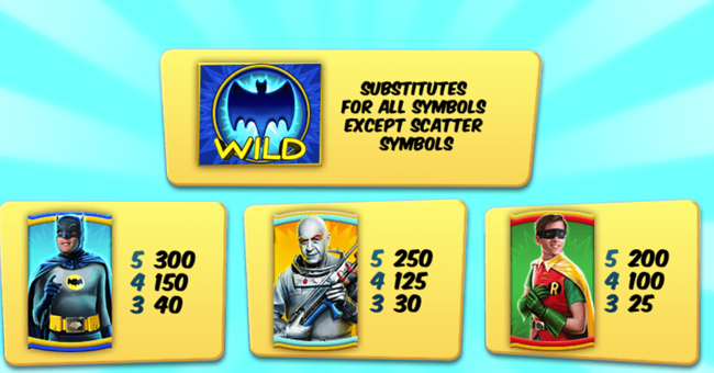 batman and mr freeze fortune paytable 1 paytable