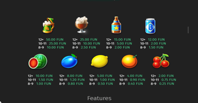 beer bonanza paytable paytable