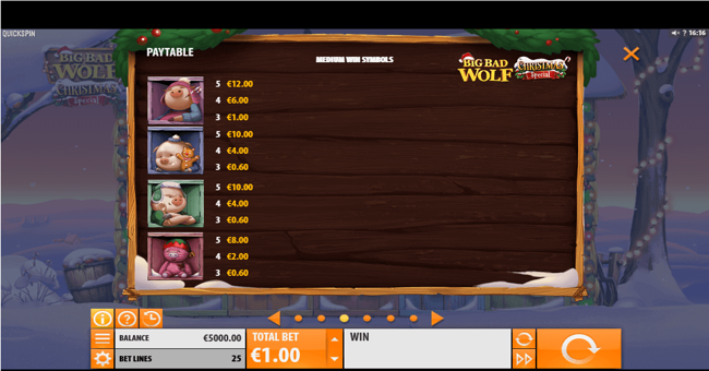 big bad wolf christmas paytable 1 paytable
