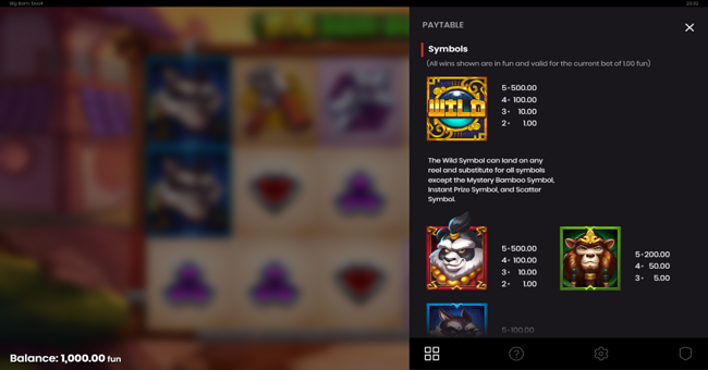 big bam book paytable 1 paytable