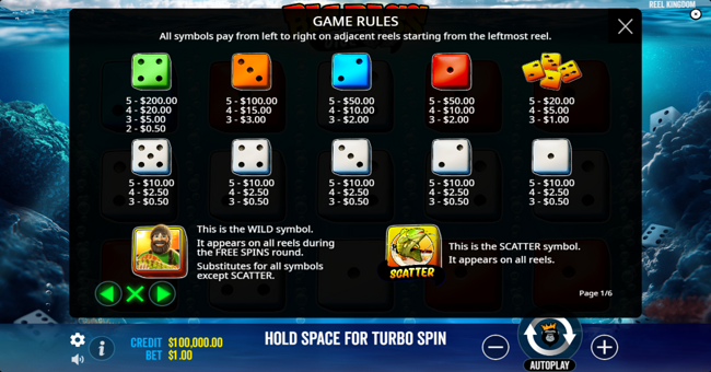 big bass dice paytable paytable