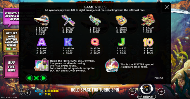 big bass reel repeat paytable paytable