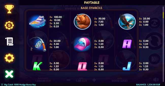 big catch 1000 nudge bonu buy paytable paytable