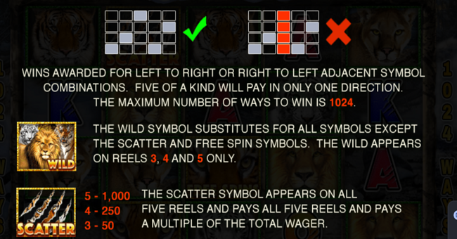 big cats paytable 1 paytable