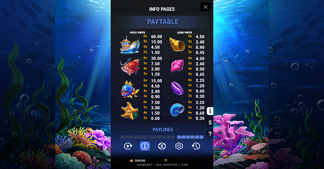 big snapper paytable paytable