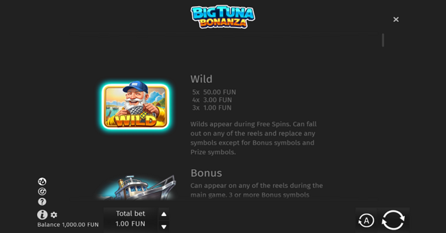 big tuna bonanza paytable 1 paytable