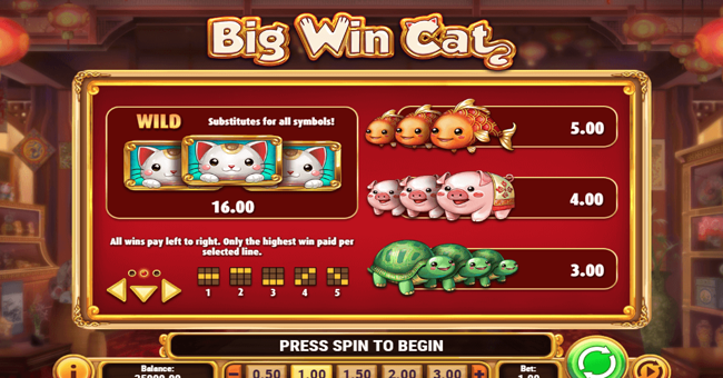 big win cat 1 paytable