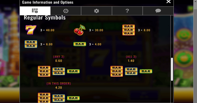 bigger cash win paytable paytable