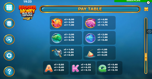 bigger money bass smash pots paytable paytable