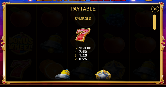 blasting rubies paytable 1 paytable
