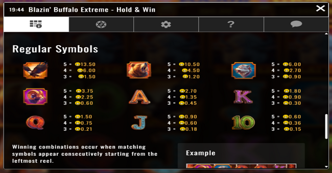 blazin buffalo extreme paytable 2 paytable