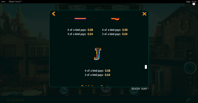 blazin guns paytable 6 paytable