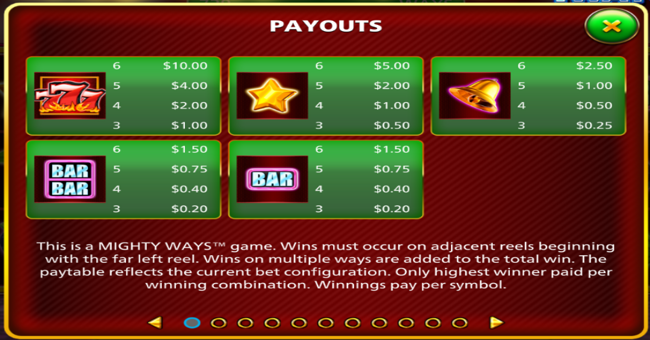 blazin hot 7s trail mighty ways paytable 1 paytable