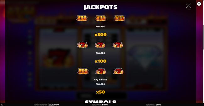 blazing 777 2x 3x 5x cashways paytable 1 paytable