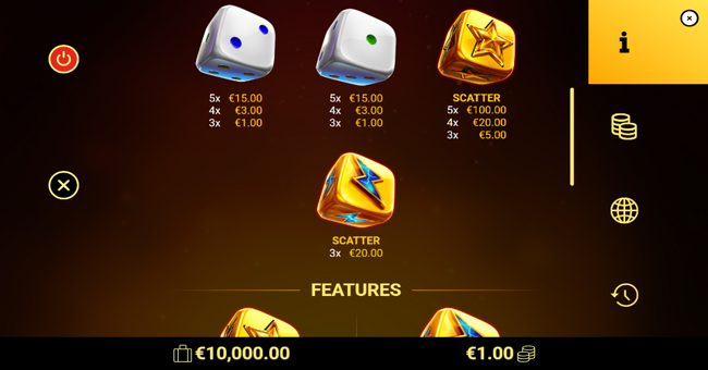 blazing crown dice paytable 1 paytable