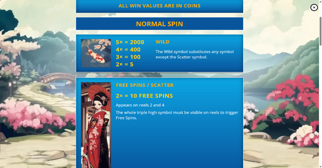 blossom and blade paytable 1 paytable