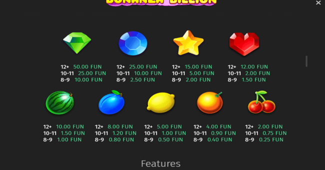 bonanza billion paytable paytable