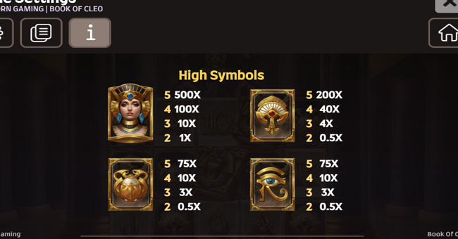 book of cleo paytable 1 paytable