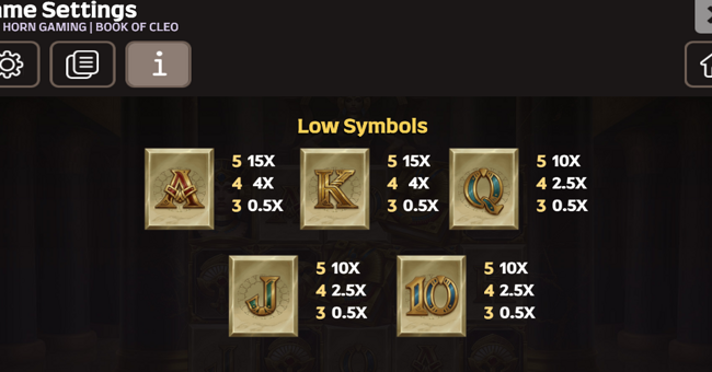 book of cleo paytable 2 paytable