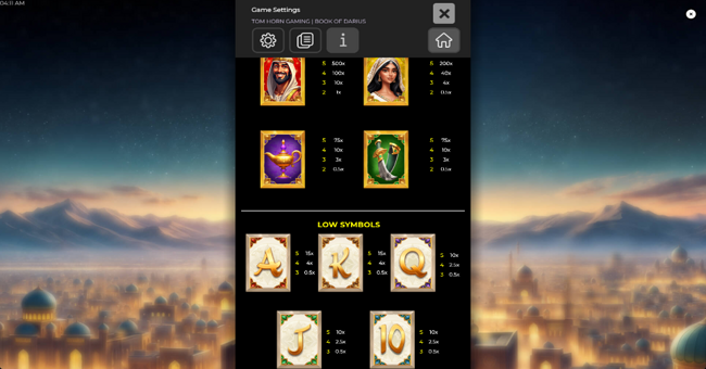 book of darius paytable paytable