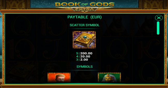 book of gods extra paytable 1 paytable