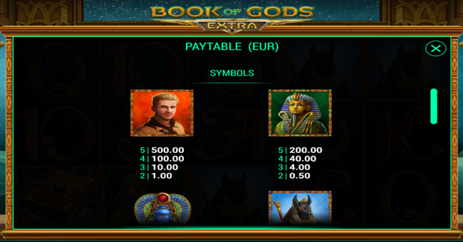 book of gods extra paytable 2 paytable